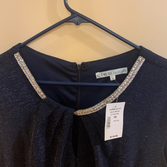 🍉 Cleo petite dress NWT, size 16, plus size, navy sparkles, jewelled neckline - Picture 4 of 7